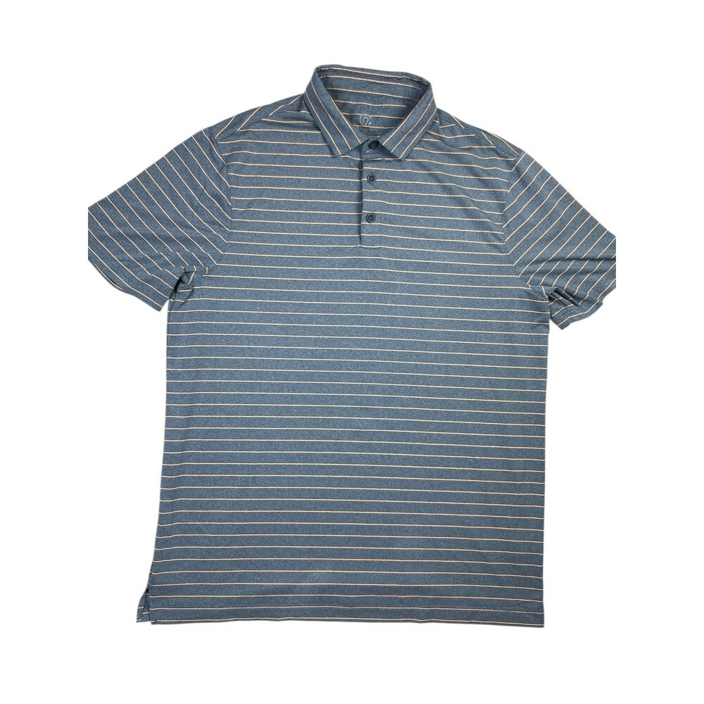 Champion C9 Polo Shirt Men's Large Gray Striped Stretch Short Sleeve Performance
